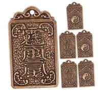 AKOOSY 6pièces Pendentif Étiquette Laiton Lot Huit Motifs Porte-clés Décoratifs Suspendus Breloques Laiton Pour Fabrication De Bijoux