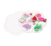 AKOOSY 7 paires Boucles Oreilles à Clip pour Filles Non Percées Boucles Oreilles Cartoon Fruits Pâte Polymère Accessoires de Fête Résistants et Colorés