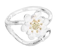 AKOOSY Bague Fleur de Lotus Ajustable pour Femme Anneau Ouvert Esthétique Bague Mignonne Plaquée Or Accessoire Délicat pour Fille Cadeau Anniversaire ou Mariage
