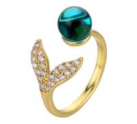 AKOOSY Bague Ouverte Réglable Femme Forme Sirène Léger Bague Décorative Élégante pour Doigts Fête et Usage Quotidien