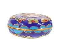 AKOOSY Boîte à Bijoux Chinoise Émail Cloisonné de Pékin Organisateur Vintage pour Colliers Bracelets et Petites Découvertes Coffret Rond Décoratif Bleu