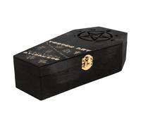 AKOOSY Boîte à Bijoux en Bois Foncé avec Serrure Coffret Halloween Original pour Bagues et Bracelets Organisateur de Rangement Décoratif Compact pour Ornements