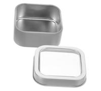 AKOOSY Boîte Métallique de Rangement Mini Boîte Carrée en Fer Blanc avec Fenêtre Transparente Séparateurs Sécurisés pour Bijoux Bagues Colliers Artisanat Hameçons Accessoires 58 X 58 X 25 Mm Portable