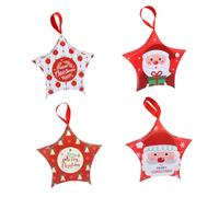 AKOOSY Boîtes à Bonbons Créatives de Noël 12 Pcs Emballage Cinq Étoiles en Carton Rouge 4 Modèles Écologiques et Conformes Sécurité Alimentaire Pliables pour Fêtes et Présents