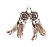 AKOOSY Boucles D’oreilles Bohèmes Attrape-rêves Plumage Légères Femmes Accessoires De Voyage Mode Ethnique Style Tibétain Taille Moyenne