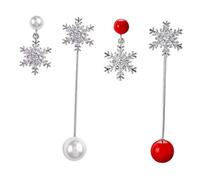 AKOOSY Boucles D'oreilles en Perles Blanches et Flocons de Neige en Argenté 925 Lot de 2 Paires pour Usage Quotidien et Événements Festifs Femme