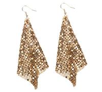 AKOOSY Boucles D'oreilles Pendantes à Pampilles Disco En Métal Doré, Longues Boucles D'oreilles Géométriques Pour Femme, Style Pour Fêtes Et Vie Quotidienne