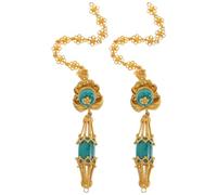 AKOOSY Boucles D'oreilles Pendantes Longues avec Fleurs et Pompons Dynamiques Ethniques en Métal Or Style Bohème Vintage Original pour Festivals et Fêtes