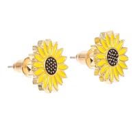 AKOOSY Boucles D'oreilles Tournesol Modernes pour Femmes, Puces en Alliage Robustes, Couleur Jaune, Légères et Délicates, pour Fêtes et Cérémonies,