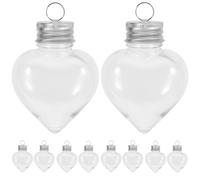 AKOOSY Bouteille Décorative en Plastique Transparent, Lot de 10, Cœur | Soirée Halloween, Coffret Présent, PET et Aluminium, Suspendue pour Sapin, Fête