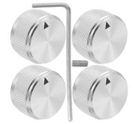 AKOOSY Boutons de Potentiomètre en Métal Argenté 25X15,5 MM Moletés, Lot de 4 set de Pièces, Remplacement pour Guitare Basse et Amplificateur, Bouton de Volume Précis Anti-Dérapant,