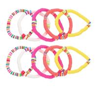 AKOOSY Bracelet Bohème en Pâte Polymère 6 Mm Coloré, Lot de 10 Pièces Extensibles en Corde Élastique, Plage et Mode Femme, Bracelets Légers Résistants à L'eau, Modèles Style Aléatoire