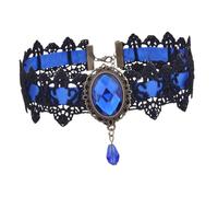 AKOOSY Bracelet Dentelle à Pendentif Goutte Eau Bleu Accessoire Femme Élégant pour Halloween Ornement Rhinestone Chaîne Main Confortable