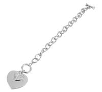 AKOOSY Bracelet en Alliage Pendentif Cœur Incrusté de Zircone Cubique Chaîne de Poignet pour Femme Bijou Décoratif Blanc Pur K Accessoire Mode Saint-Valentin