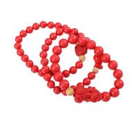 AKOOSY Bracelet Ethnique Bouddha en Perles de Corail Rouge Lot de 3 Pièces Unisexes Style pour Chance Protection et Prospérité Accessoire pour Poignets Hommes et Femmes