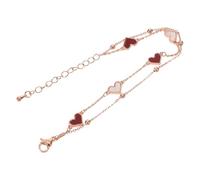AKOOSY Bracelet Femme Ajustable Double Rang en Métal Pendentif Cœur en Coquillage Bijou Élégant à Breloque Cœur Accessoire Mode pour Présent D’Amitié et Occasions Festives