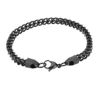 AKOOSY Bracelet Homme Acier Inoxydable Noir Chaîne Robuste pour Poignet Accessoire Mode et Élégant pour Cadeaux Fête des Pères et Occasions Spéciales