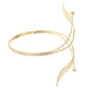 AKOOSY Bracelet Manchette Feuilles Métal Doré, Brassard Ajustable pour Femme, Bijou Bohème Élégant, Accessoire Présent Femmes, Taille Unique, Look Créatif