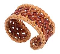 AKOOSY Bracelet Rotin Tressé Fait Main pour Femme Manchette Large Réglable Raphia Naturel Style Bohème Estival et Vintage