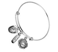 AKOOSY Bracelet Thème des Pompiers en Acier Inoxydable Ajustable Design Original Motif Extincteur Bijou de Poignet Polyvalent Usage Quotidien et Occasions Diverses