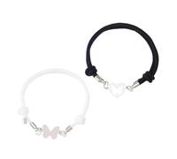 AKOOSY Bracelets pour Couples en Acier Inoxydable Noir et Blanc Paire de Bracelets Assortis Mère-Fille Design Chaîne Milanaise Réglable Bijoux d'Amitié Élégants pour Présent Fête des