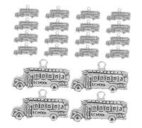 AKOOSY Breloques Bus École Diy En Alliage De Zinc Argenté 20 Pièces, Charms Créatifs Pour Bracelets Et Colliers, Accessoires Polyvalents Pour Élèves Et Enseignants, Présent Rentrée Scolaire