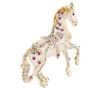 AKOOSY Broche Cheval en Émail Blanc Pierres Scintillantes, Épingle à Revers Costume et Robe, Broche Vintage Année du Cheval 2026, Bijou Léger pour Mariage et Fêtes