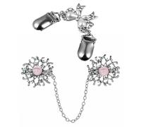 AKOOSY Broche de Poitrine Rétro en Alliage Métal Nœud Blanc et Chaîne Perle Lot de 2 Pinces à Cardigan pour Femme Accessoires Mode pour Écharpe Pull et Châle Usage Quotidien et Fête