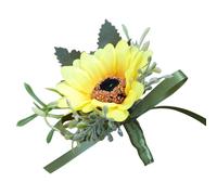 AKOOSY Broche Tournesol Décorative en Plastique, Accessoire Mariage Couleur Jaune Vif, Épinglette Fleur Artificielle pour Fête, Décoration Costume et Cérémonie, Taille Moyenne