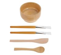 AKOOSY Brosse Vaisselle Bois Stable et Flexible pour Usage Personnel et Salon de Beauté avec Cuillère et Bol à Masques DIY 1 Set