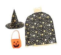 AKOOSY Cape de Magicien Garçon Fille Halloween Costume Set avec Chapeau de et Sac Citrouille pour Fête Cosplay