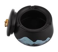 AKOOSY Cendrier Céramique Design Créatif et Élégant avec Couvercle Noir Facile à Nettoyer, pour Bureau et Études, Accessoires pour Cigares et Fumeurs
