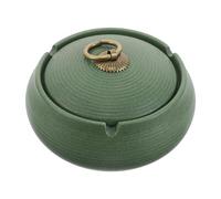 AKOOSY Cendrier en Céramique avec Couvercle Coupe-Vent pour Intérieur et Extérieur, Décoratif, Couleur Vert, pour Bureau ou Maison, Expérience de Fumeur Sécurisée
