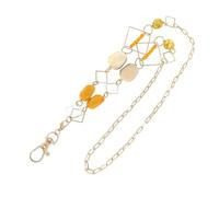 AKOOSY Chaîne de Cou Longue Géométrique Jaune Pâle pour Pull Collier Délicat Assorti au Badge Lanière Créative Multifonctionnelle Accessoire Femme pour Tenue Élégante et Cérémonie