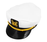 AKOOSY Chapeau Capitaine Blanc Unisexe Réglable avec Broderie Européenne Protection Solaire Large Bord Chapeau Marin pour Fête Nautique et Cosplay