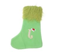 AKOOSY Chaussette de Noël Tricotée Verte Géante avec Lettre J Brodée Pochette Cadeau Festive Douce avec Boucle Suspendue pour Décoration Sapin et Fêtes