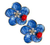 AKOOSY Clous D'oreilles Fleurs Pour Femmes, Petits Boucles D'oreilles En Alliage Robuste, Clous D'oreilles Légers Bleus, Bijoux Fins Pour Cérémonie Et Fête