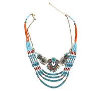 AKOOSY Collier Bohème Vintage Fait Main Perles Colorées Style Ethnique pour Femme Accessoire Mode Polyvalent pour Fêtes et Usage Quotidien