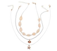 AKOOSY Collier Coquillages Hawaïen pour Femme Ras Cou Court Bijoux été Perlés Durables Style Naturel et Cadeau Symbolique Mer