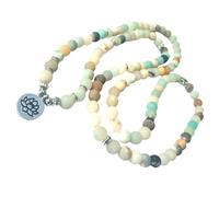 AKOOSY Collier de Perles Naturel 108 Perles 8mm Lotus, Bracelet Décoratif en Pierre pour Femme, Accessoire Spirituel pour Yoga et Prière, Bijou Élégant et Symbolique