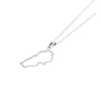 AKOOSY Collier en Acier Ajouré Pendentif Carte du Liban Style Libanais Unisexe Chaîne Fine Accessoire de Mode Ethnique Collier Drapeau Libanais pour Femmes et Hommes