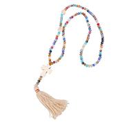 AKOOSY Collier Femme Long BohèMe Avec Pendentif Pompon Coloré En Cristal Sautoir Chic Pour Pull FêTe Quotidien