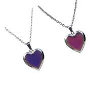 AKOOSY Collier Pendentif Cœur Changeant de Couleur 2pcs, Acier Inoxydable, Détection de Température, Élégant pour Mariage et Dîner, Bijoux pour Femmes Couleur Aléatoire Plusieurs styles