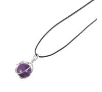 AKOOSY Collier Pendentif Pierre Naturelle Cristal Enveloppé Bijou Décoratif Portable Unisexe Amulette Énergétique pour Femmes et Hommes Cadeau Élégant pour Occasions Spéciales