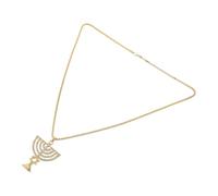 AKOOSY Collier Ras du Cou Doré 9 Têtes Chandelier Pendentif Étoile de David en Cristaux, Bijoux de Hanoukka Unisexe pour Fêtes Religieuses Juives, Présent Symbolique et Élégant