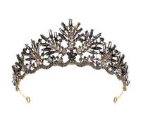 AKOOSY Couronne Baroque Vintage Noire en Alliage Légère pour Mariée, Création Coiffure Élégante, pour Mariage et Engagement Romantique