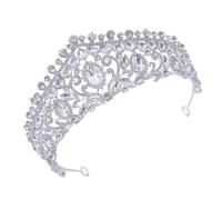 AKOOSY Couronne de Mariage en Alliage de Zinc et Cristal Argenté, Tiare Élégante et Confortable pour Future Mariée Lors de Cérémonies et Propositions