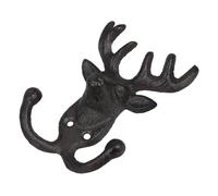 AKOOSY Crochet Mural Fonte Rétro Tête de Cerf Double Patère Support Décoratif Robuste pour Manteaux Sacs Installation Rapide avec Vis pour Salon Chambre Cuisine