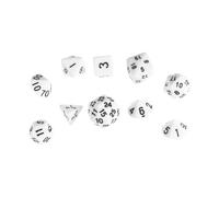 AKOOSY Dés Numériques Polyédriques Blanc Acrylique 10 Pièces Portable pour Jeux de Société et Usage Scolaire