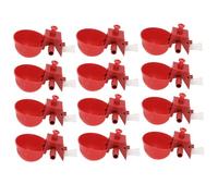 AKOOSY Distributeur d'eau Réglable pour Poulains et Pigeons, Abreuvoir Portable Rouge Petit Format, Lot de 12 Pièces, Récipient Solide et Facile à Nettoyer Adapté à L’élevage Avicole en Plein Air